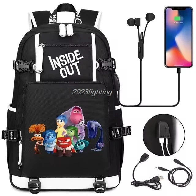 

Inside Out Multifuction Students Schoolbag Large Capacity Laptop Bag Waterproof USB Charging Backpack Outdoor Camping Bag