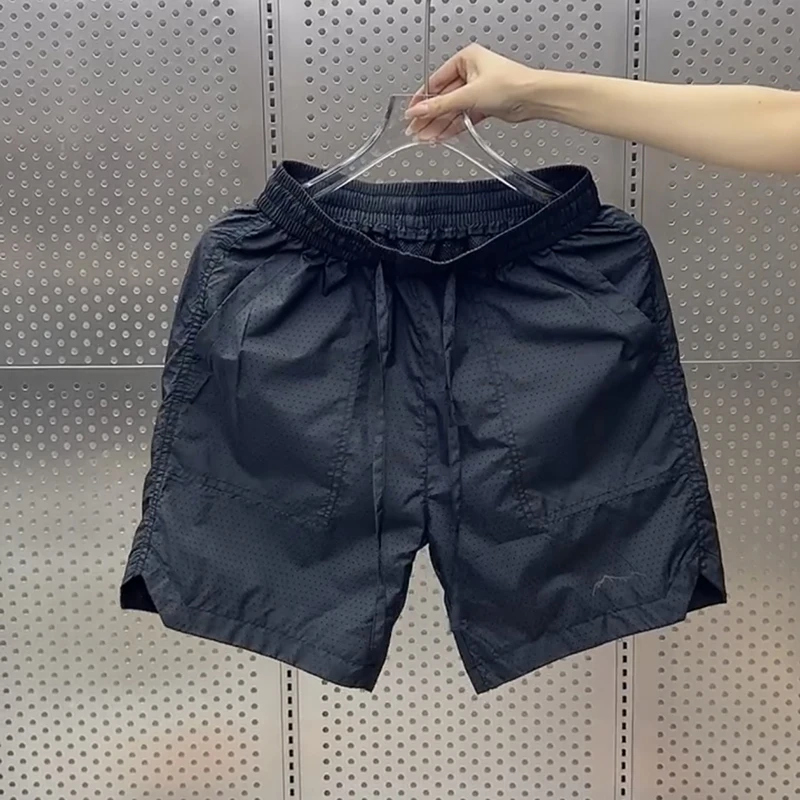 

Мужские спортивные шорты-бриджи из быстросохнущей ткани, дышащие, легкие, повседневные, с прямым кроем, средней посадкой на талии