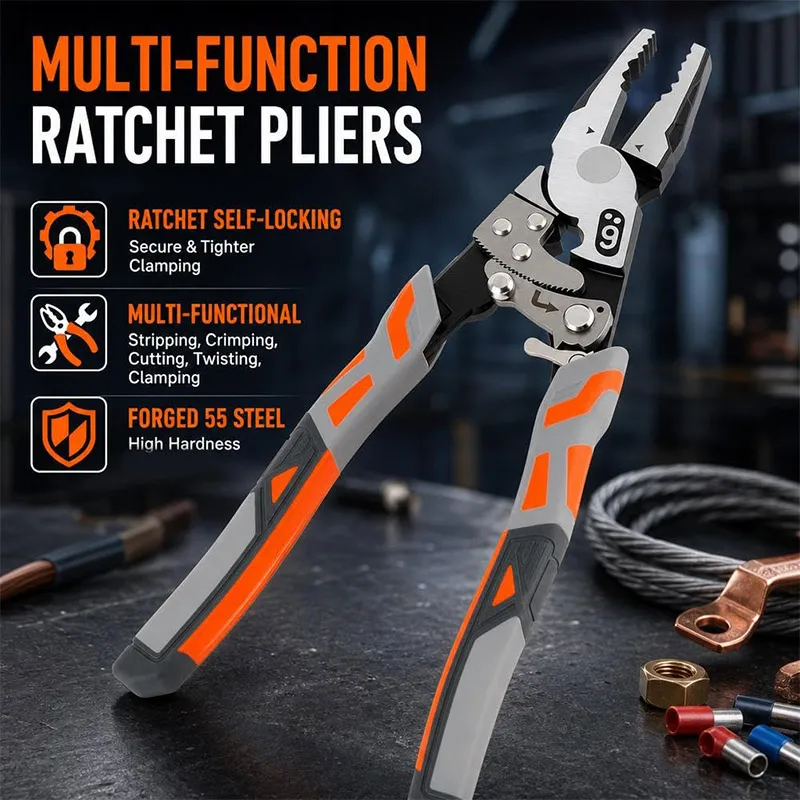 Grip Pliers With Ratchet Self-locking Cutting Strip Grip Bending Tool Non-slip Handle Self-locking For Electrical Repair Home