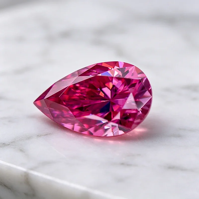 Moissanit-Stein Birnenform Rosa Farbe Laborgezüchteter Edelstein für DIY-Schmuck Ring Halskette Ohrringe Hauptmaterialien mit Zertifikat – Detail 3