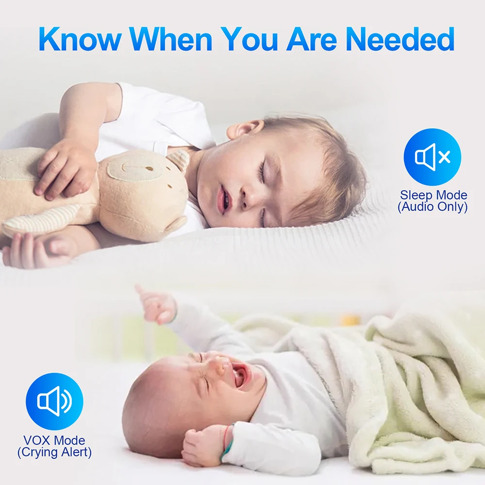 7'' Video Baby Monitor With 4X Zoom Video Cam No WiFi Two Way Audio Night Vision 5000mAh Battery Protection Surveillance Nanny view 3