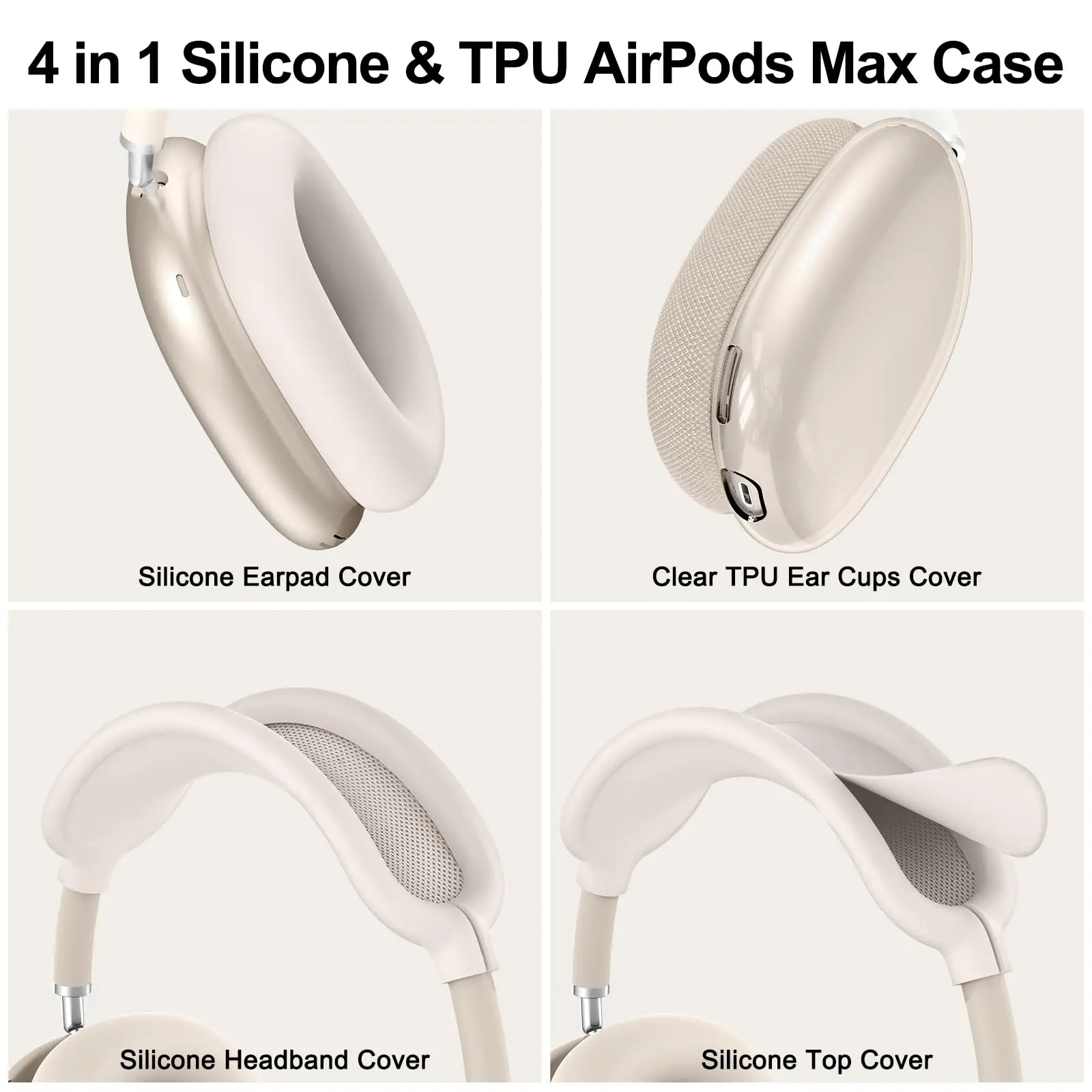 Etui na słuchawki AirPods Max 2/1, pokrowiec 【4 w 1】 Zestaw akcesoriów do słuchawek dla kobiet i mężczyzn, ochraniacz na słuchawki Apple AirPod Max