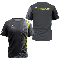 Camiseta deportiva de moda para hombre, camiseta informal de verano de manga corta para la cabeza, mesa de bádminton, bonito entrenamiento, top transpirable de secado rápido con cuello redondo