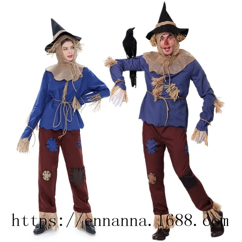 

New Halloween Cosplay the Wizard of Oz Role-playing Men Women Straw Man Performance Costume Traditional Chinese Ethnic Stage ...