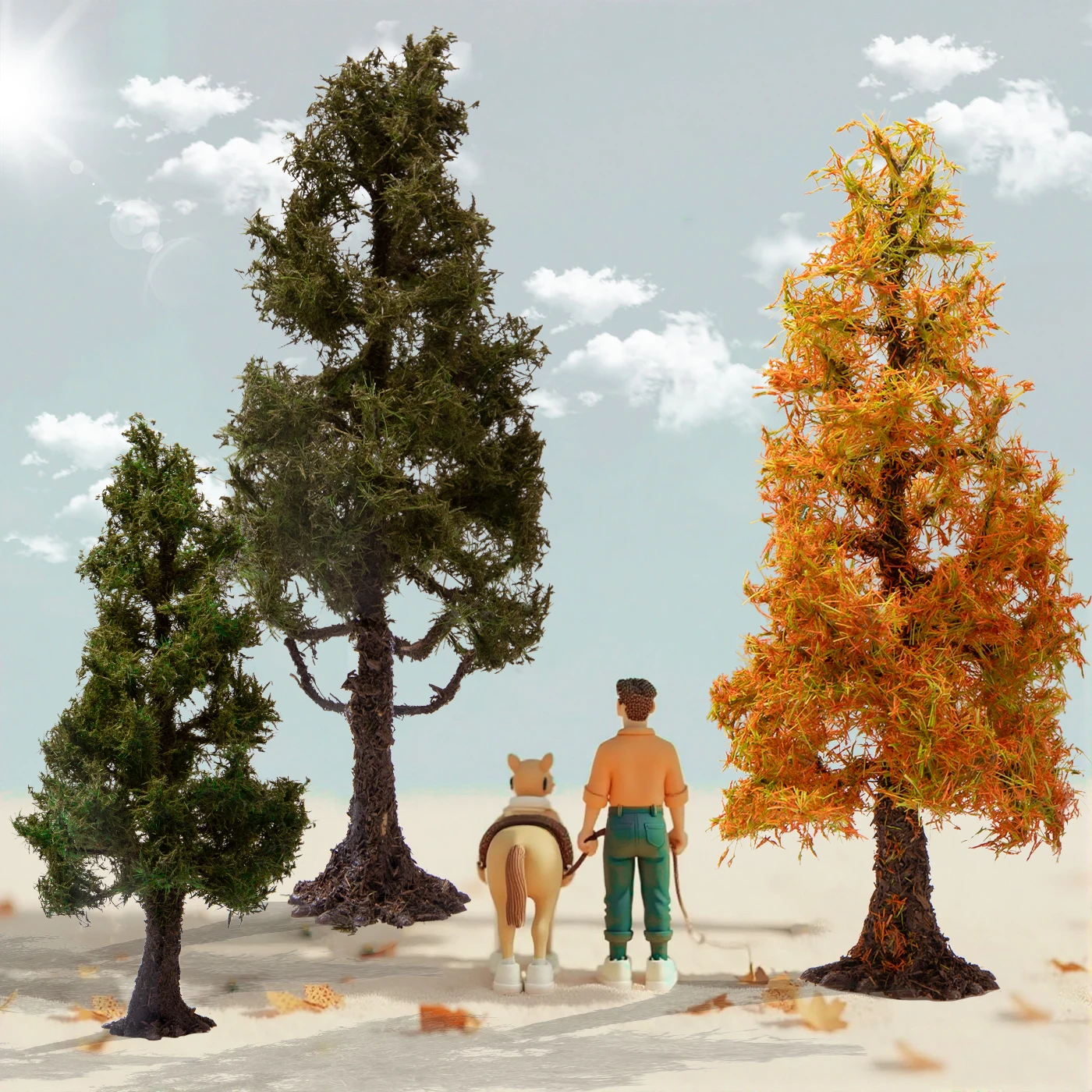 

Model Four Season Metasequoia Trees Miniature Pine Tree Diorama Artificial Plant For Railway Train Scene Chrismas DIY Craft 1PCS