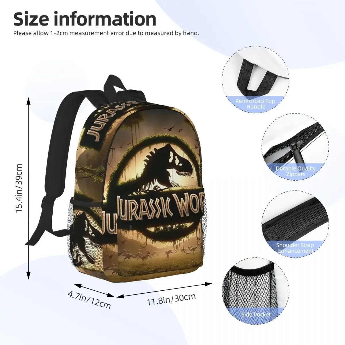 Custom Bag Jurassic World Backpack Student Boys Girls BookBag Kids School Bag Computer Shoulder Bags For Men Women