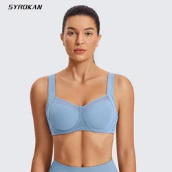 SYROKAN High Impact Underwire Sports Bra with Adjustable Straps Full Figure Running Workout Underwear Summer Tops