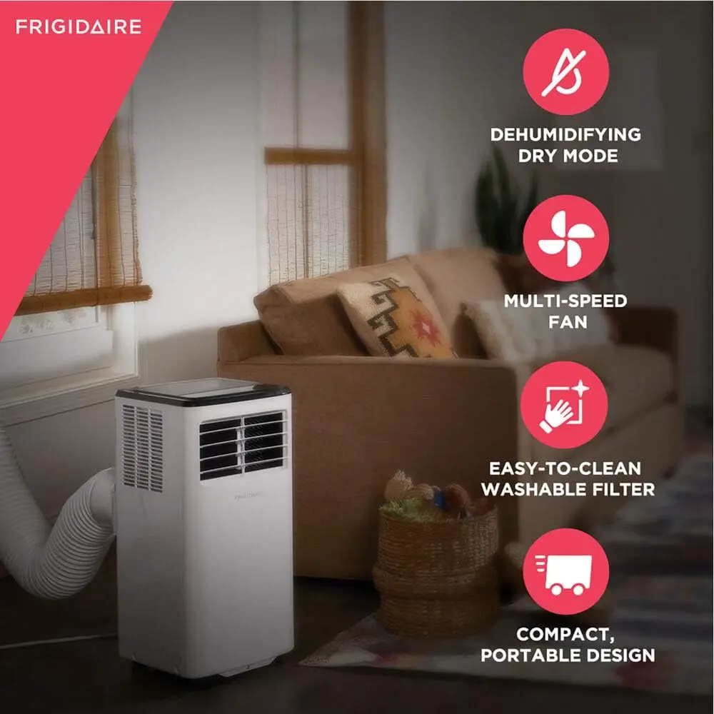 FHPC082AC1 Portable Room Air Conditioner, 8,000 BTU (ASHRAE)/5,500 BTU (DOE) with a Multi-Speed Fan, Dehumidifier Mod