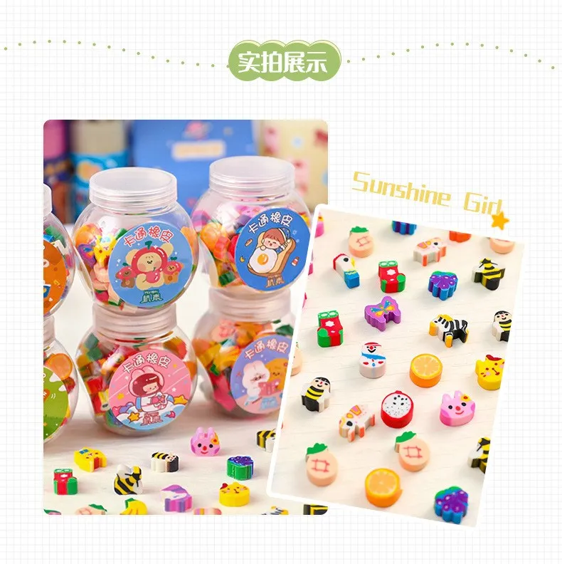 50/100 Stücke Bleistift Radiergummi Gummi Kawaii Tier Früchte Radiergummis Grundschüler Preise Werbegeschenk Schreibwaren Für Kinder – Detail 8