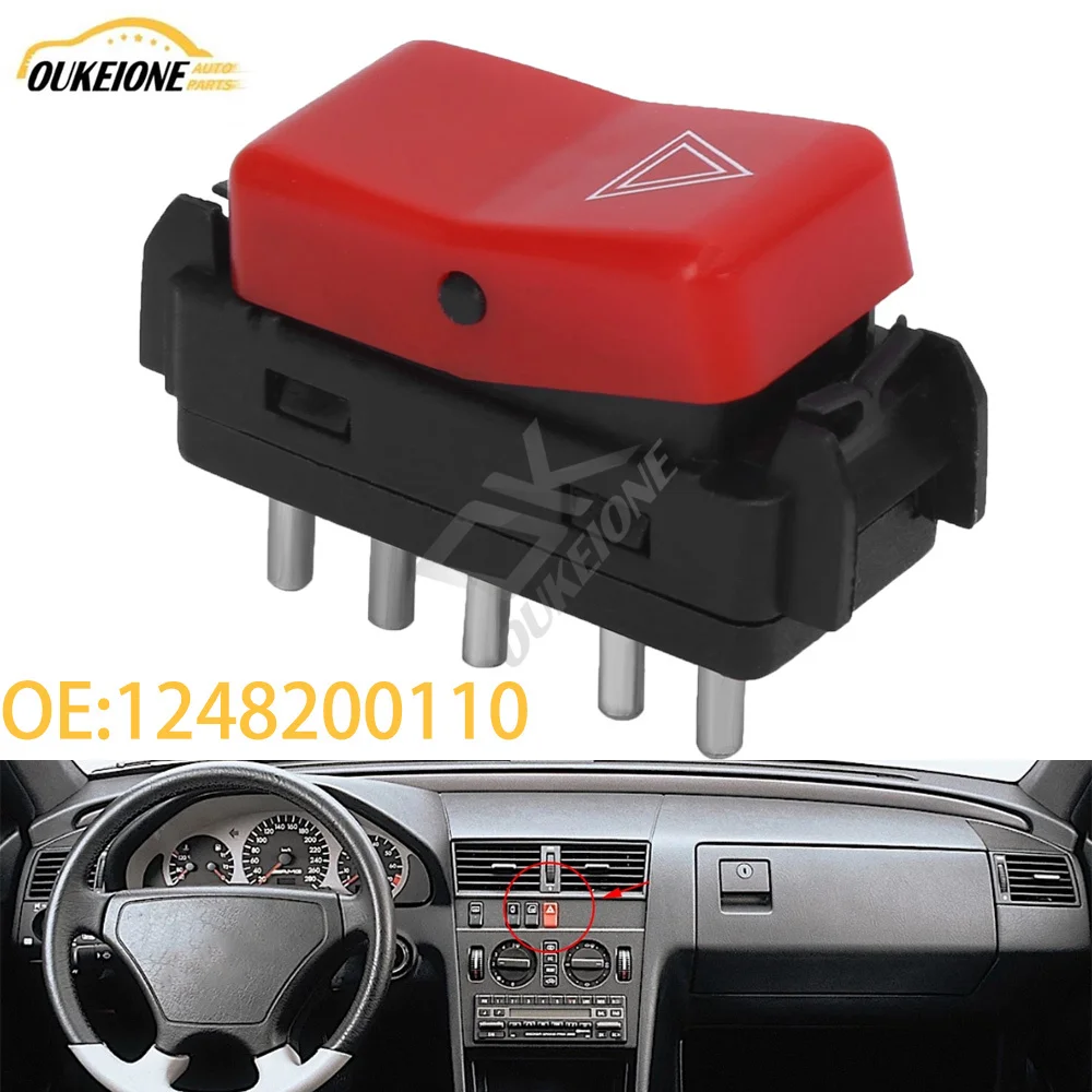 

1248200110 Red Warning Hazard Light Emergency Flasher Switch Button for Mercedes W124 W201 W202 Car Replacement Accessories