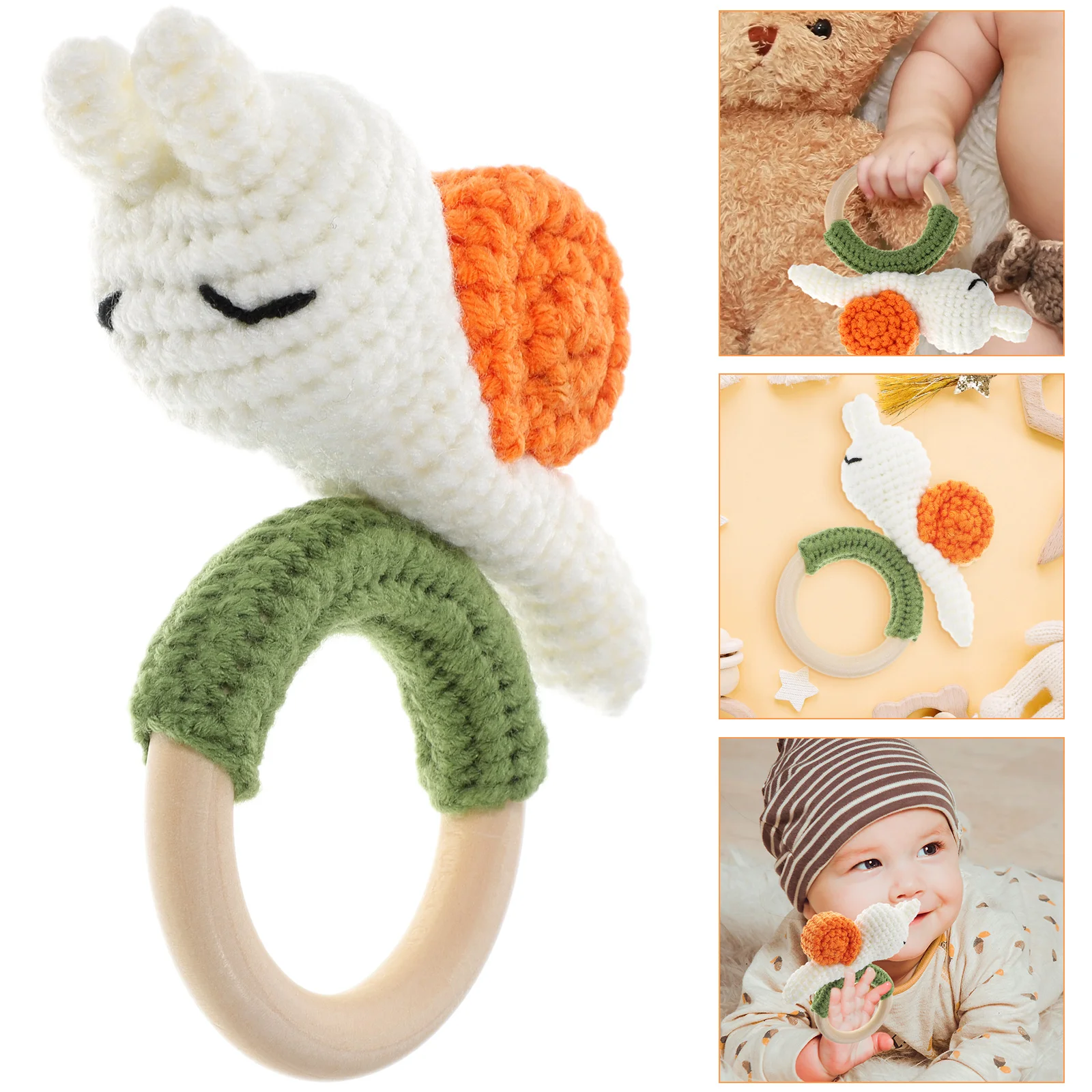 Bracciale in legno che suona il giocattolo del bambino Sonagli per bambini Tessuto per maglieria che scuote il neonato