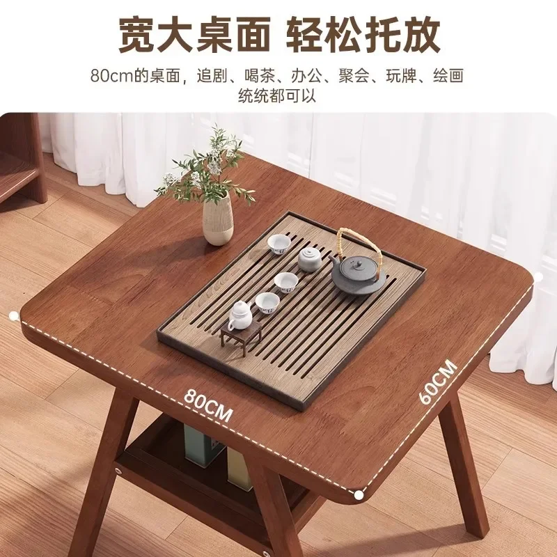 Solid wood tea table and chair three-piece balcony small apartment household negotiation table coffee table