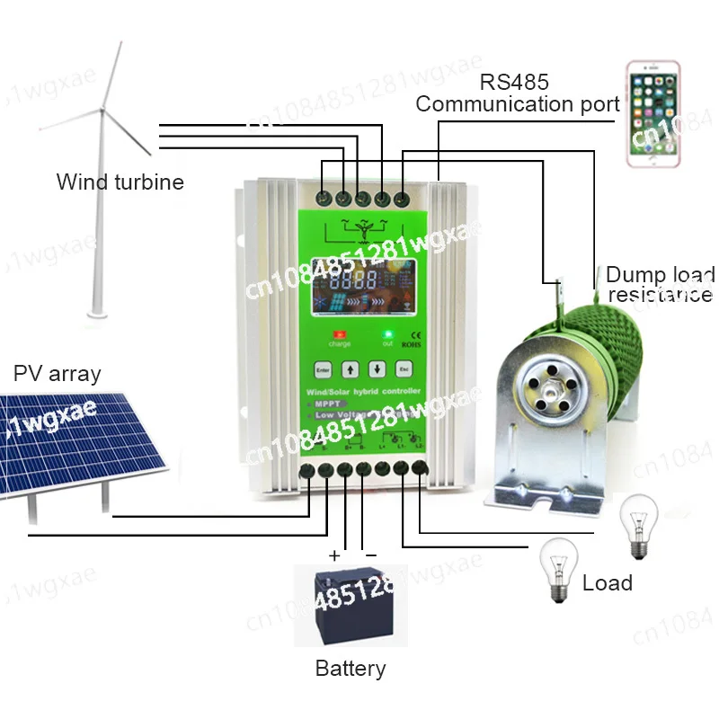 300W-1500W Hybrid Charging MPPT Wind Power Controller 12V 24V 48V Household Solar System Charging Regulator