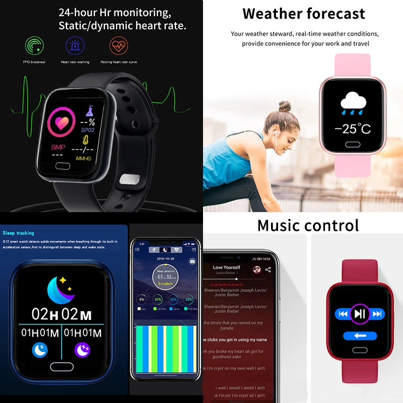 Y68 Pro Smart Watch Bluetooth Sport Heart Rate Monitor Custom Wallpaper Women Men Smart Bracelet D20 for Android IOS reloj mujer