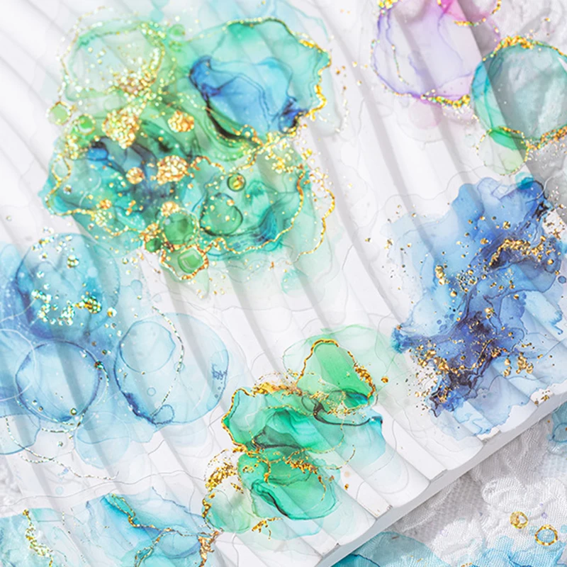 قطعتان من ملصقات سلسلة Star Track، تصميم مزج الألوان المائية، مناسبة للقرطاسية، وديكور المذكرات، وما إلى ذلك