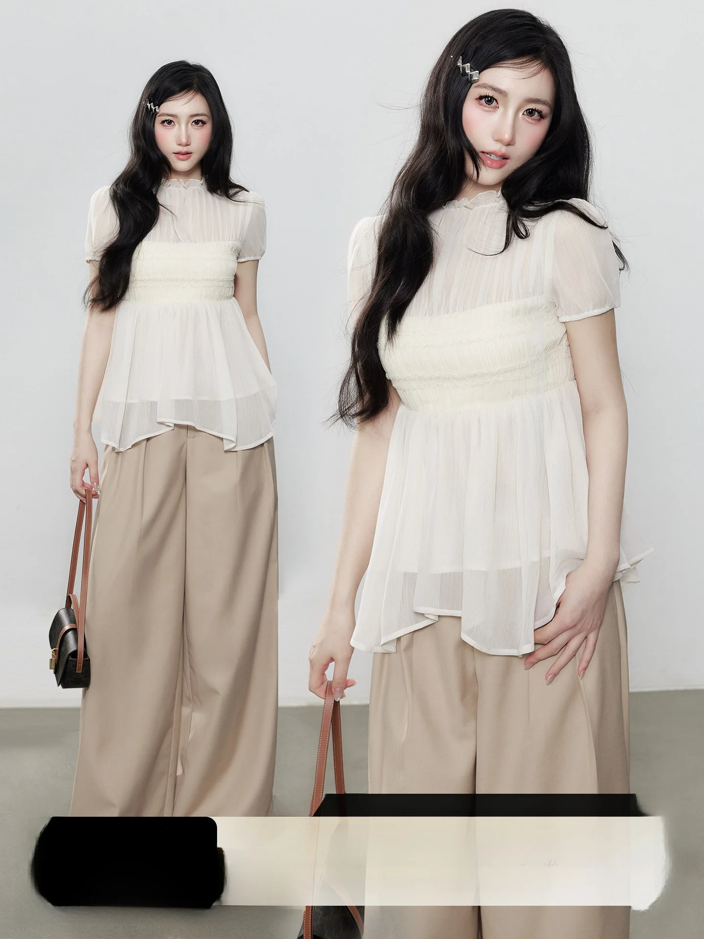 

Yuzhi Vintage Loose Short Sleeve Women's Chiffon Top Elegant White Summer New Style Fashionable Polyester Fiber Lace Shirt