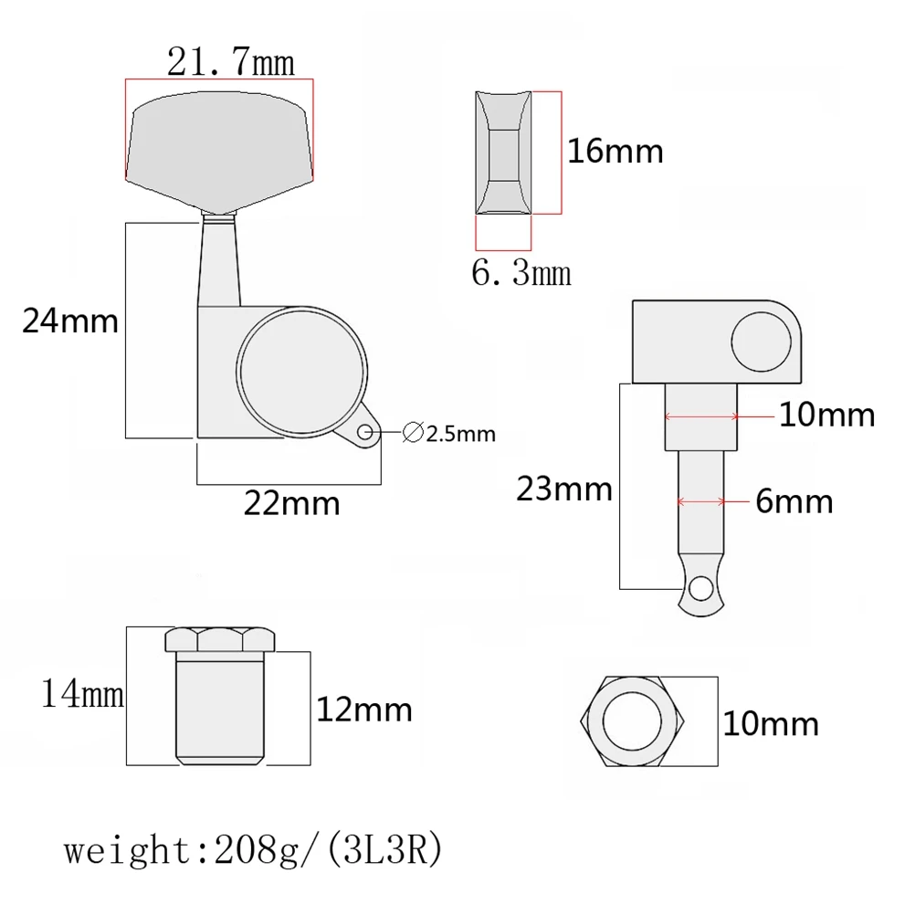 

Generic Guitar Tuning Pegs Locking Tuners Sealed Machine Coffee