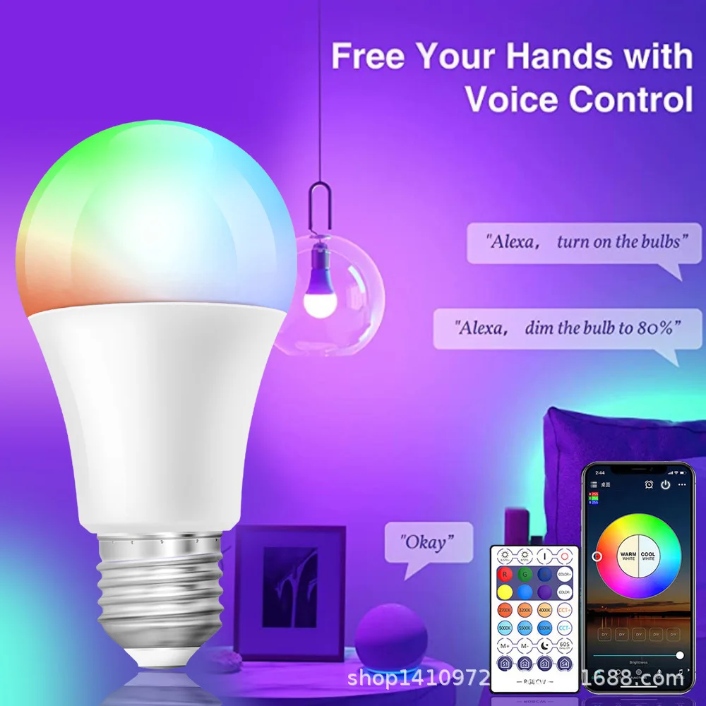 Source supply wifi smart bulb Amazon alexa smart voice bulb lamp e27 screw remote timing