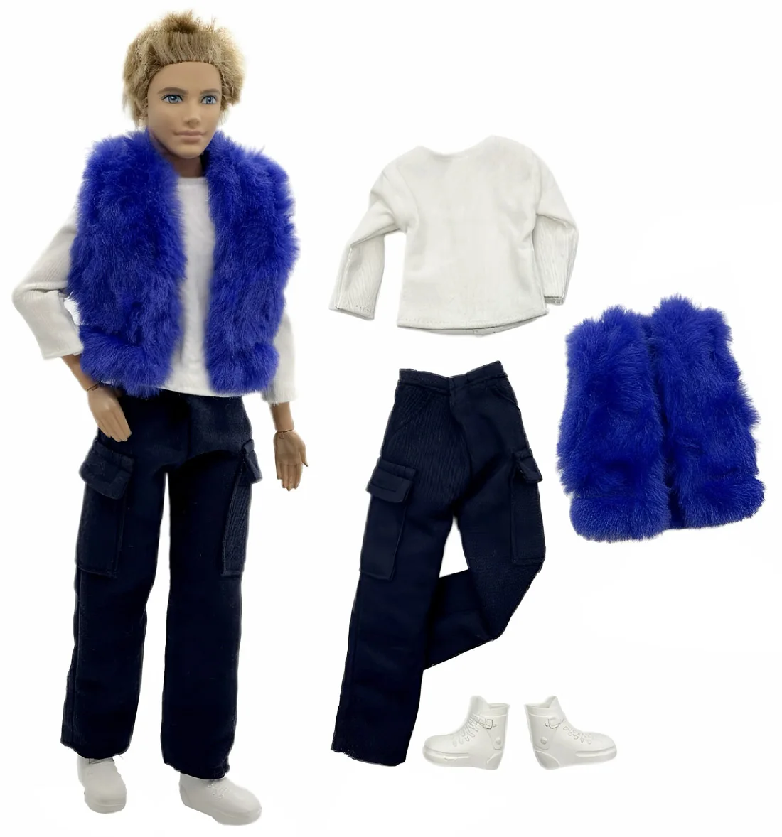 1 Set Ken Tuch handgemachte Puppe Zubehör Winter Pullover Weste Set für 30 cm 12 Zoll Ken Puppe Kinder Geschenk – Detail 8