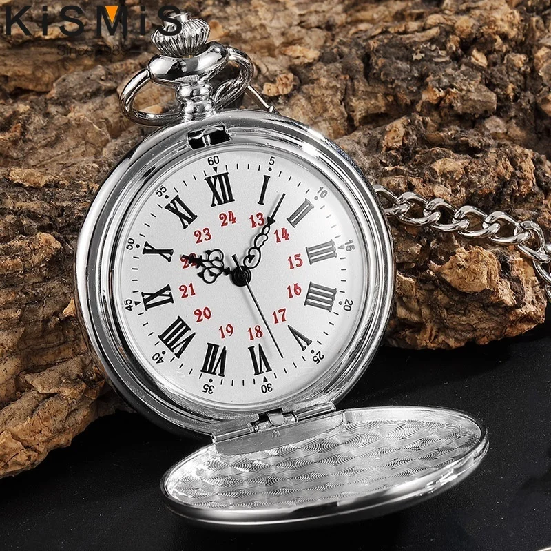 

Винтажные карманные часы с римскими цифрами для мужчин с цепочкой, подарок на Рождество, день рождения, выпускной для сына