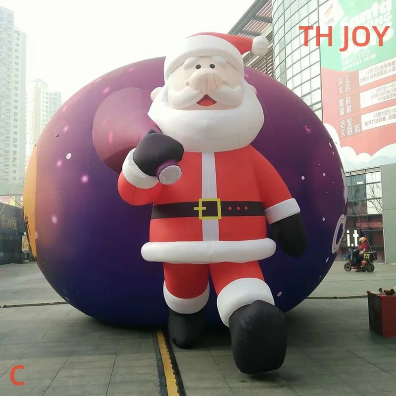 fast air ship to door, Christmas Man Inflatable Character Santa Claus, outdoor Advertising santa claus Inflatables with gift bag