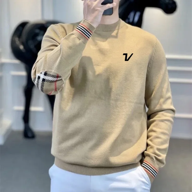 Men's Golf Wear 2024 Autumn New Golf Sweater Fashion Round Neck Luxury Brand Golf Knit Men's Long Sleeves Casual Pullovers Top