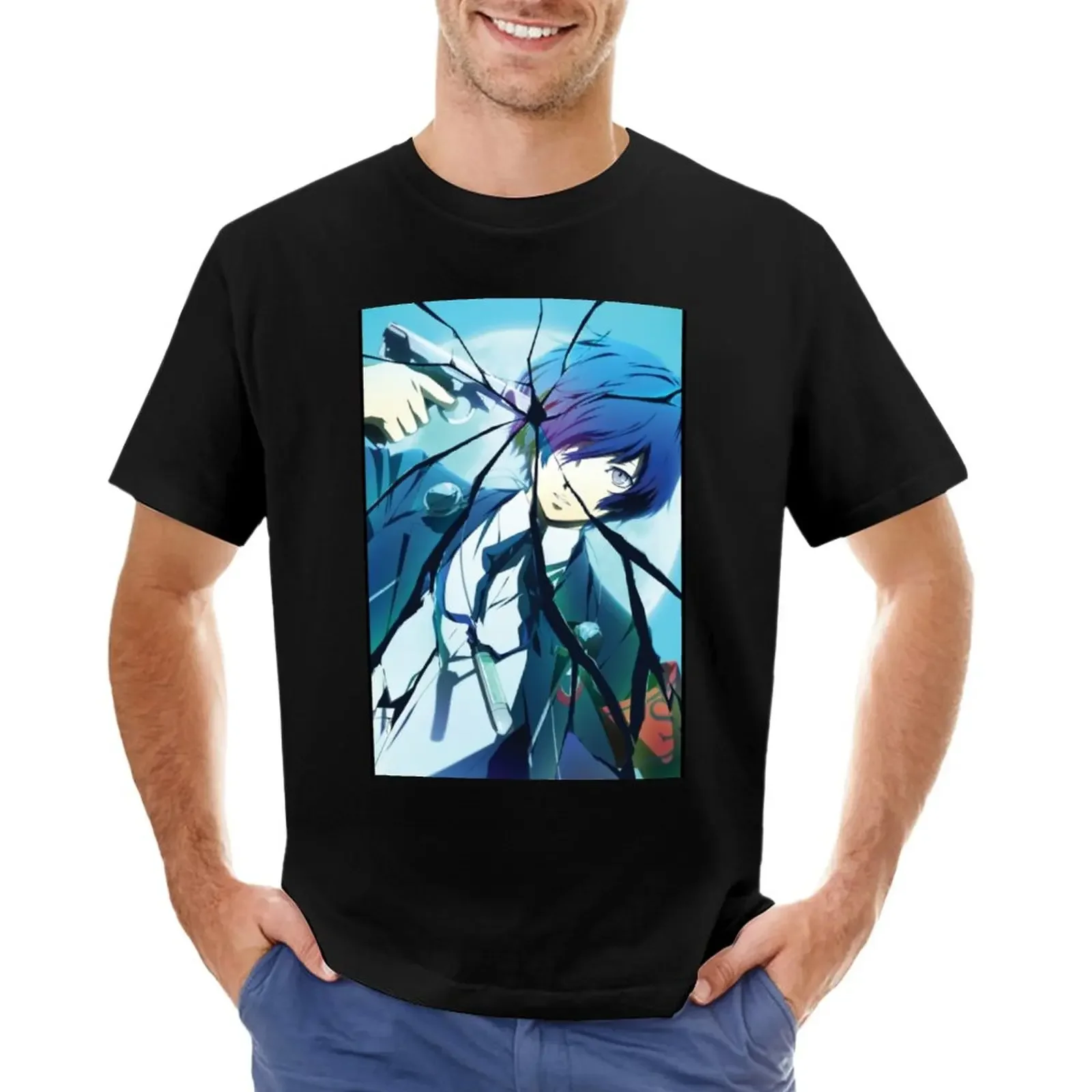 Customized T Shirts Mens White T Shirts Persona 3 Protagonist Background T-Shirt Mens Clothing Graphic Oversized Summer Tops