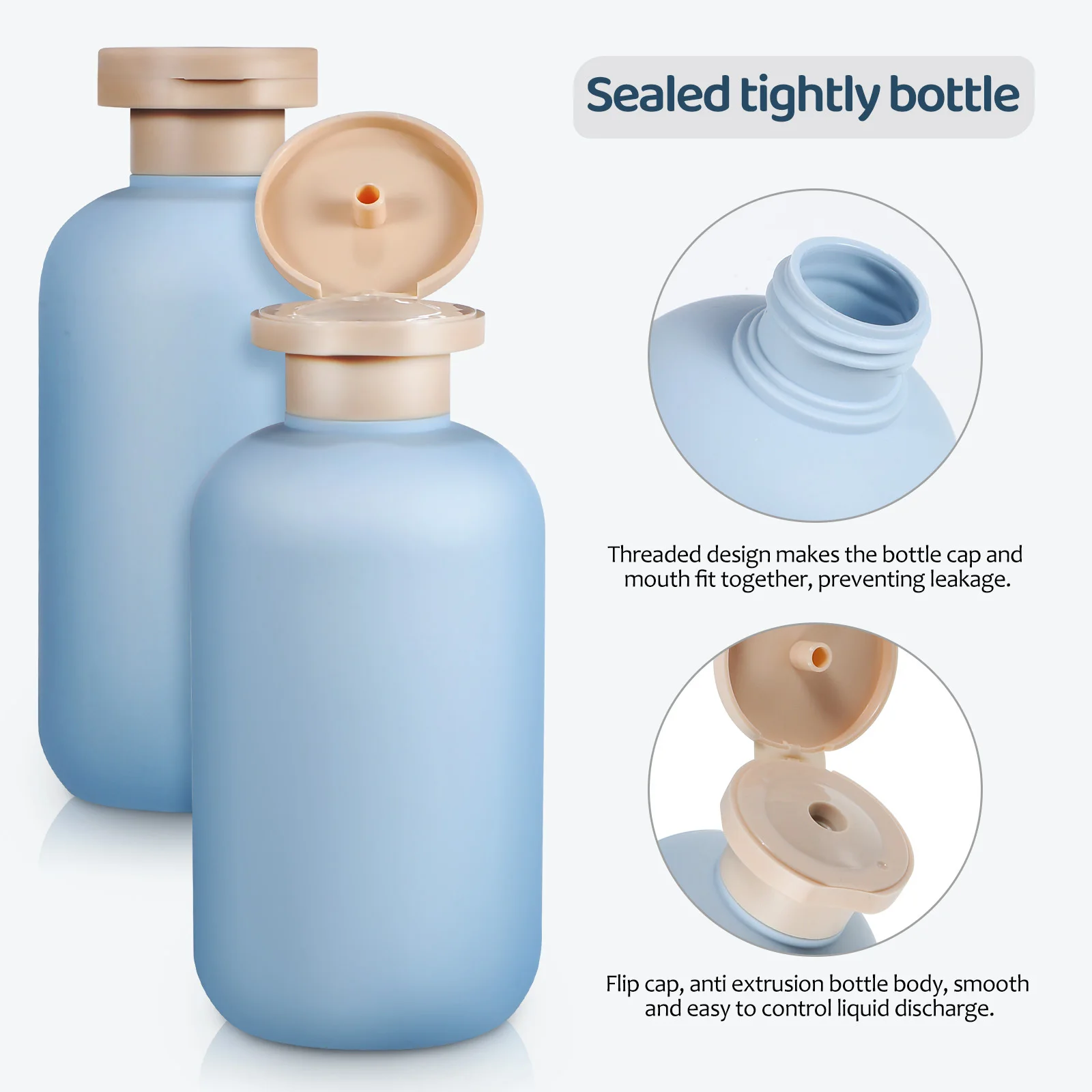 2개 세트 샴푸 병 플라스틱 여행용 병 화장품용 리필 가능한 소형 용기 누수 방지 여행용 로션 바디 워시