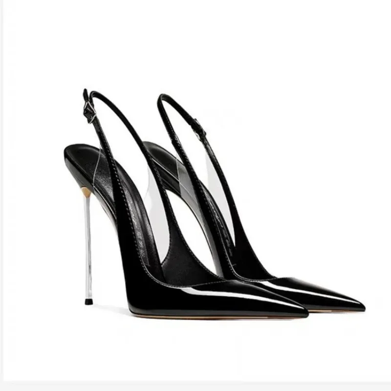 

Ladies' Slim High Heels, Simple and Versatile Single Shoes, European and American Sexy Back Buckle Strap Pointed Party Shoes