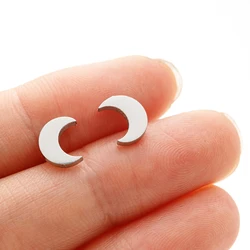 1 Pair Stainless Steel Simple Moon Earrings For Women Small Crescent Ear Studs Jewelry Wedding Party Gifts For Best Friends