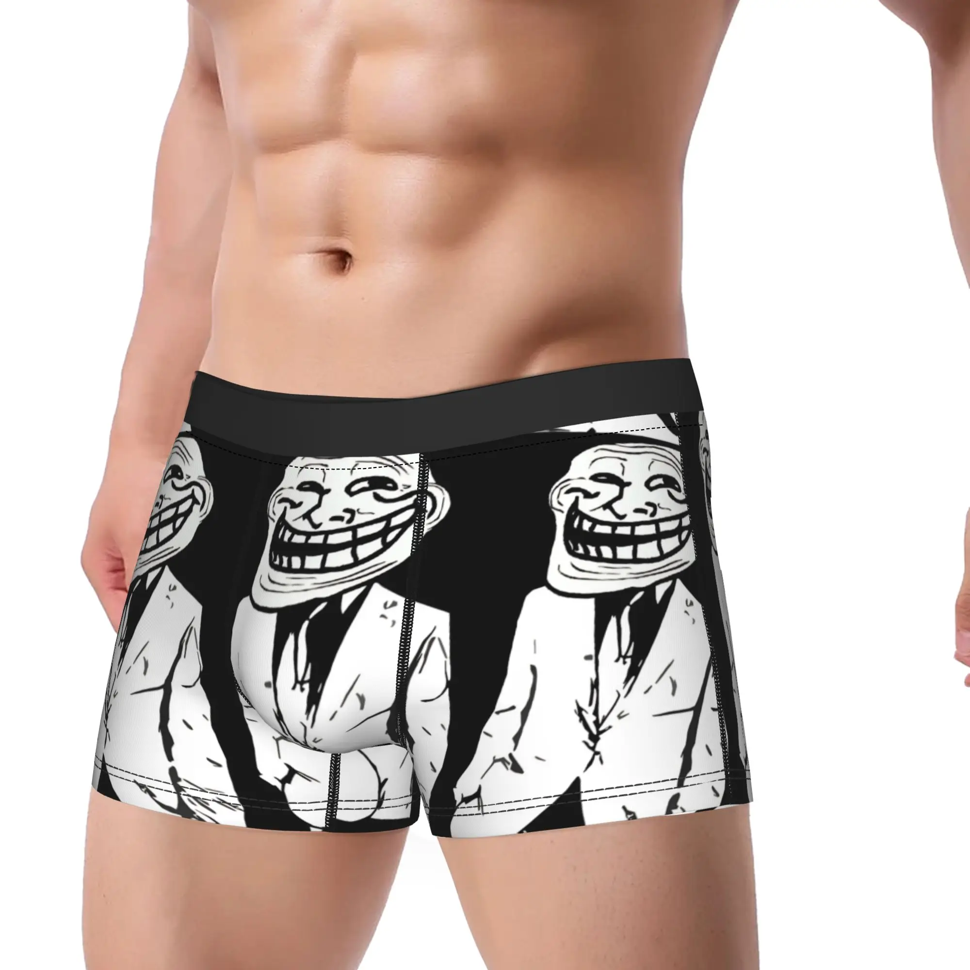 Rage Comic Trollfac Boxershorts Crazy  3D Pouch Underwear Trenky Customs Boxer Brief Classic Men Underpants Big Size