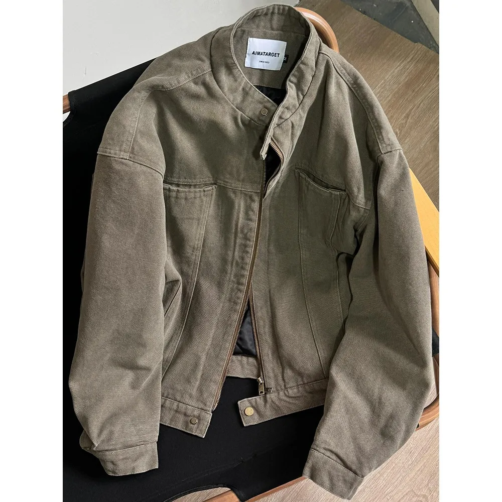 2026 New Spring and Autumn Retro Canvas Jacket Design Sense Casual Versatile Jacket