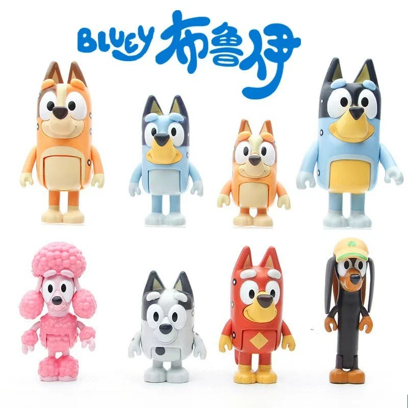

Bluey Doll Decoration 8pcs Handmade Doll Desktop Decoration Bingo Friends Dog Joint Mobile Doll Anime Decoration