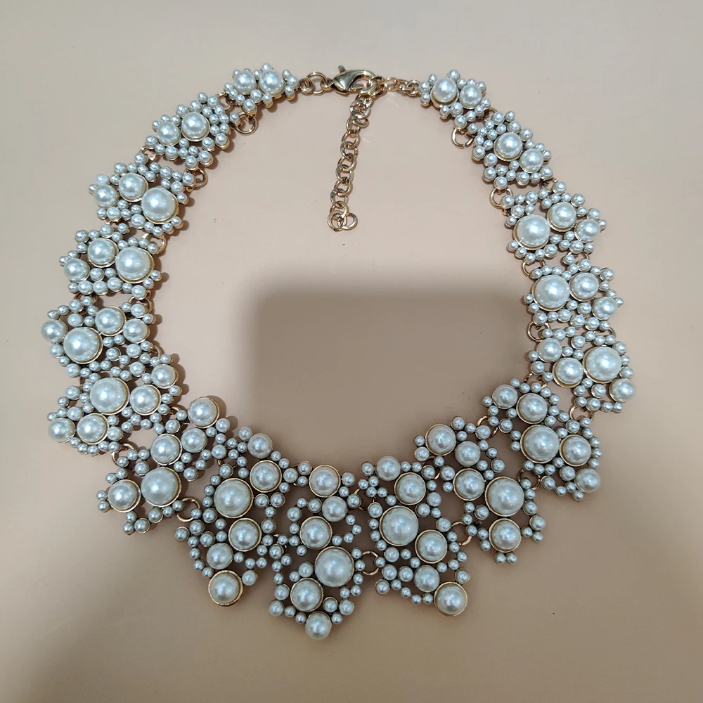 قلادة عنق عتيقة للنساء ، عقد لؤلؤ تقليد ، كريستال أسود ، مجوهرات حجر الراين ، ياقة كبيرة مكتنزة ، إكسسوارات أزياء #4