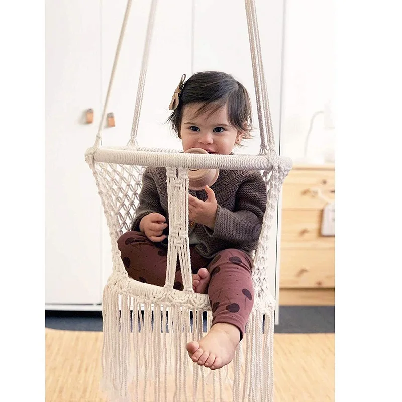 Baby Hanging Outdoor and Indoor Swing Seat Chair with Safety Belt, Durable Baby Hammock Chair