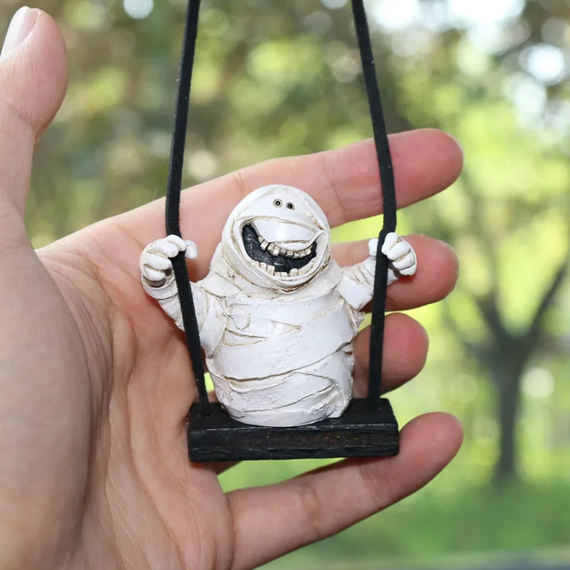 

Ghost Rear View Accessories Mummy On A Swing Auto Rearview Ornament Car Ornaments Car Interior Accessories Doll Pendant