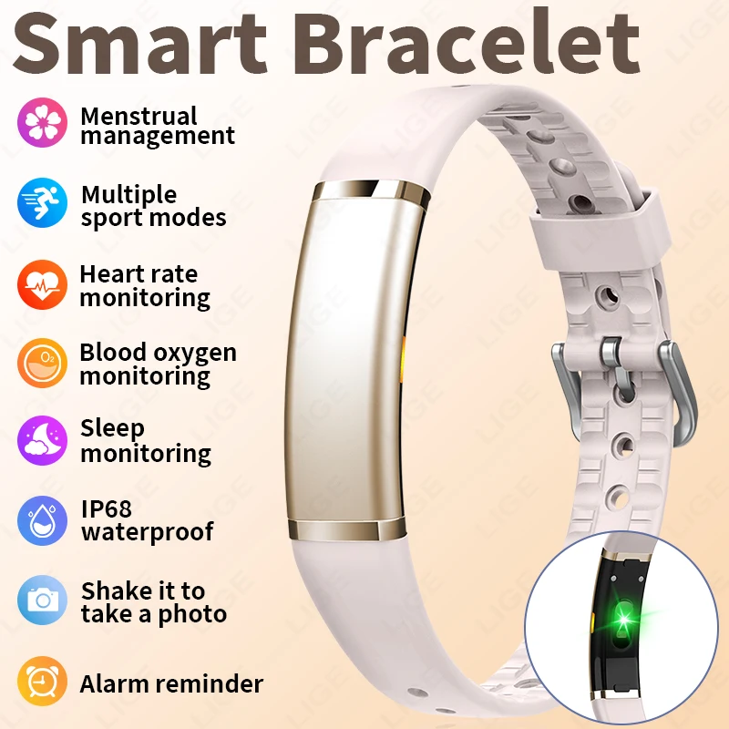 

LIGE Women Sport Band No Screen Fitness Smart Bracelet Men Heart Rate Blood Monitor Smart Watch Waterproof Multifunction Watches