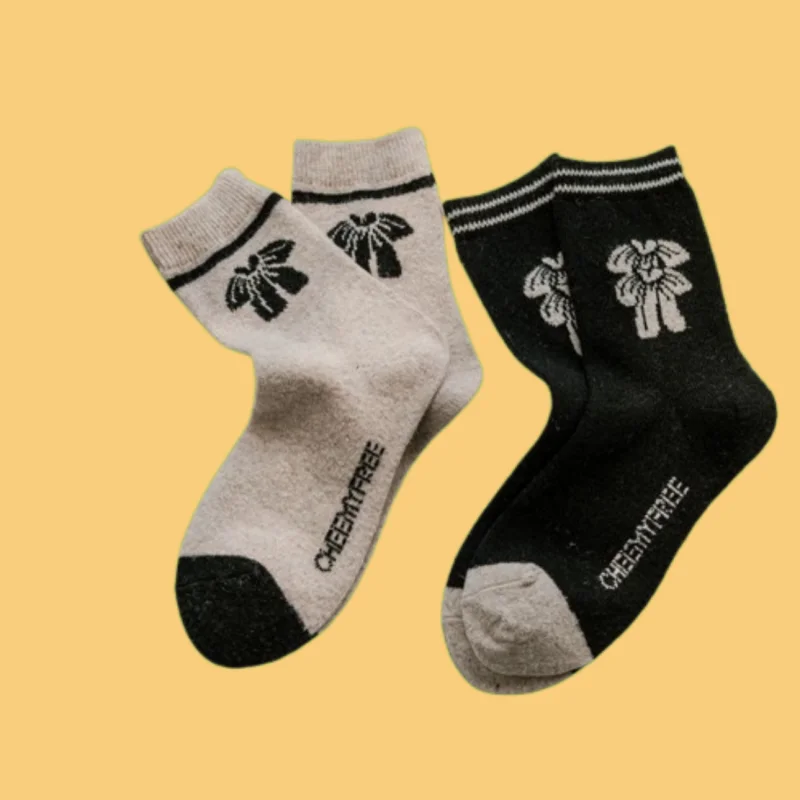 5/10 Pairs High Quality Mid-tube Thick Warm Wool Socks Japanese Cute Ins Trendy All-match Pile Socks Retro Socks