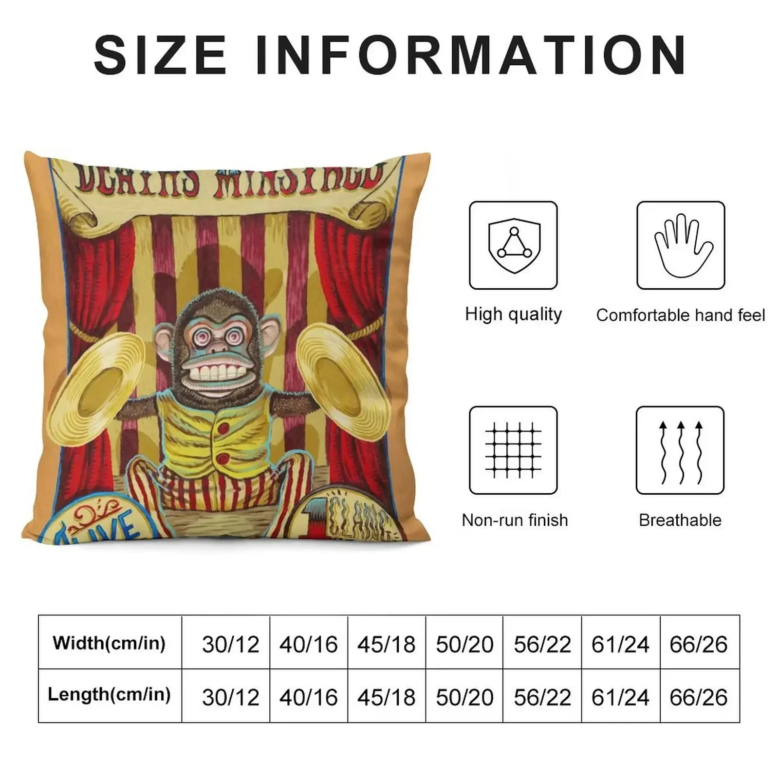 Death's Minstrel: Jolly Chimp Sideshow Banner Throw Pillow Cushion Cover pillows decor home luxury sofa pillows pillow