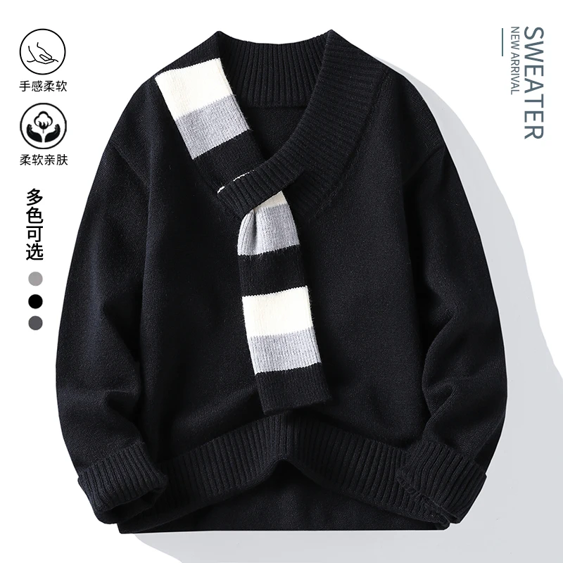 2025 autunno e inverno nuovi uomini di alta qualità alla moda creativo addensato lavorato a maglia girocollo maglione base maglione pullover