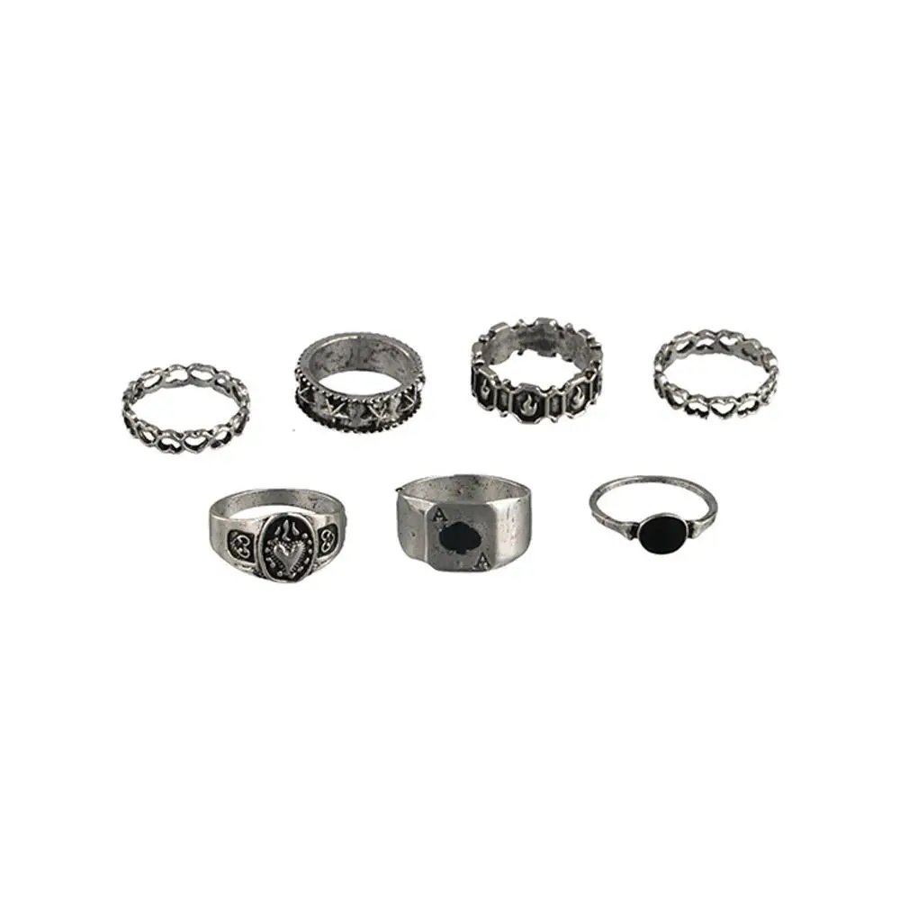 Personality Simple Male Width Heart Spades A Korean Style Ring Punk Style Men Finger Ring Irregular Ring