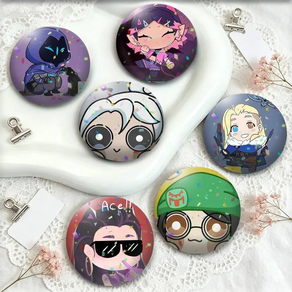 cartoon V-Valorant  25mm 32mm 44mm 58mm 75mm Brooches Badges Pins for Accessories Gift