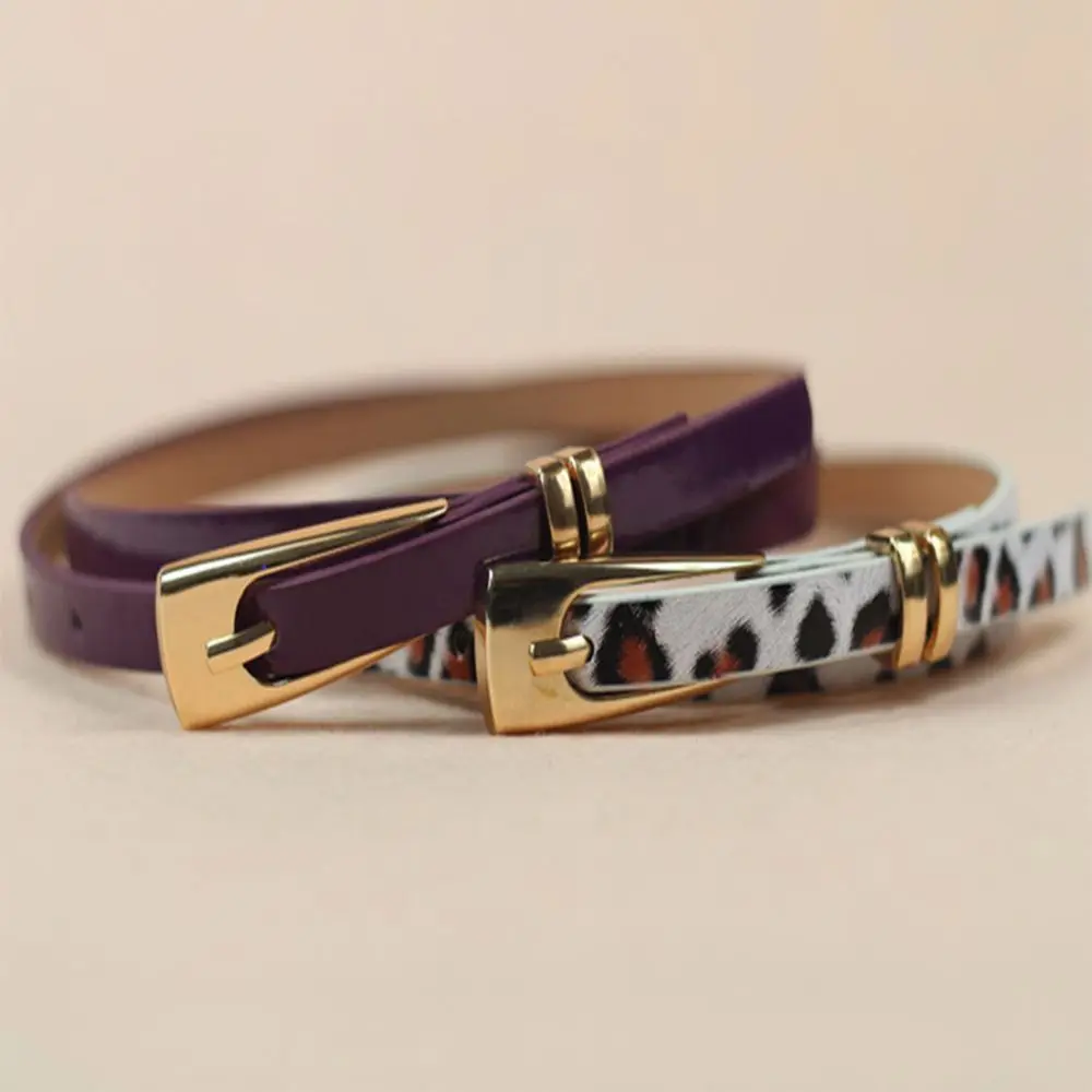 Ceinture en cuir PU pour femmes, bretelles simples, multicolore, couleur bonbon, pour filles, taille étroite et fine