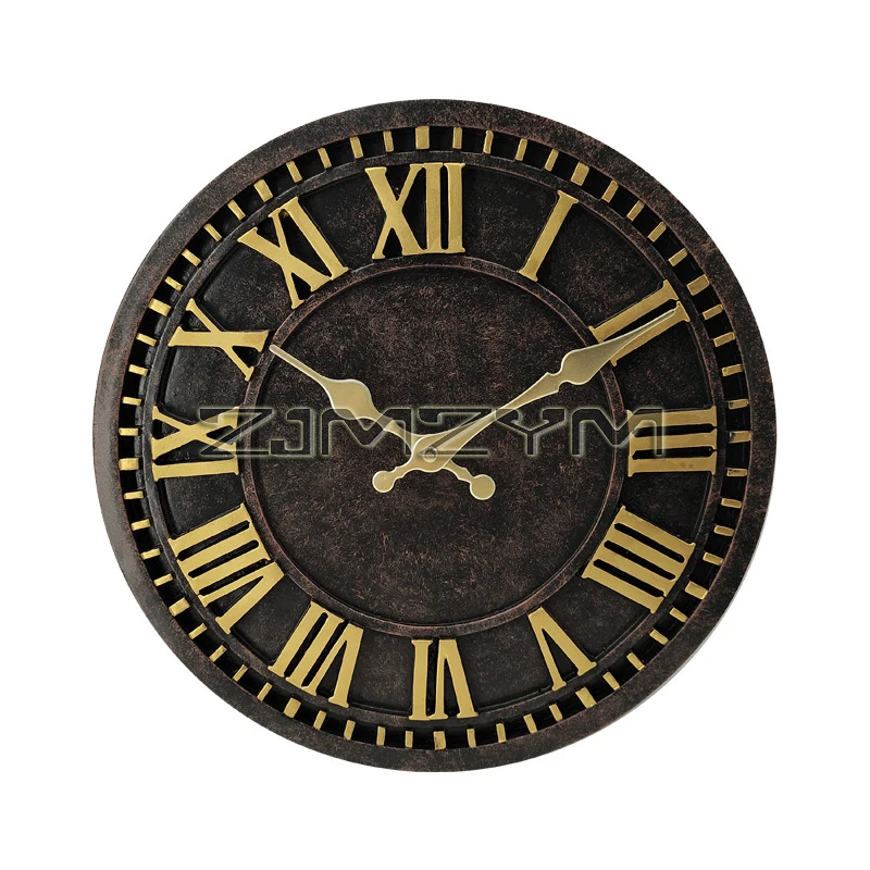 12 Inch Wall Clock, Vintage Decorative Battery Operated Clock Waterproof Roman Numerals Wall Clocks for Kitchen Garden Patio
