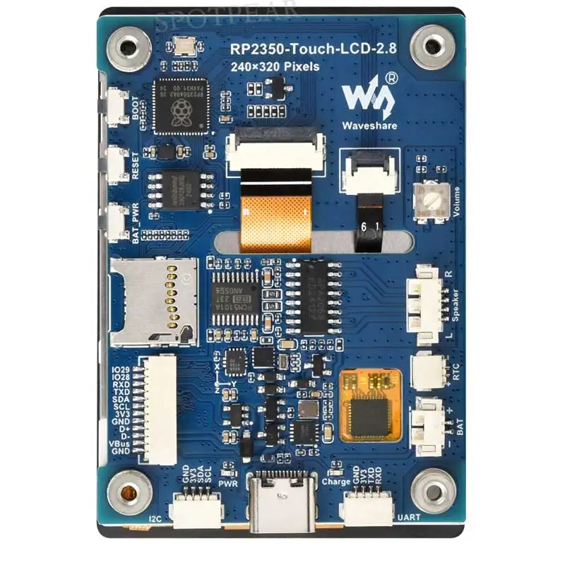 Raspberry Pi Pico 2 RP2350 2.8 بوصة LCD بالسعة لمس مجلس التنمية عرض QMI8658 6-Axis /PCM5101 الصوت /