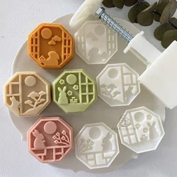 4Pcs/Set Easter Mooncake Mold Bunny Shape DIY Hand Pressure Pastry Mold Mid Autumn Festival Fondant Cake Mould Decoration Tool