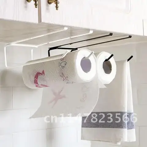 

Cupboard Kitchen Roll Towel Tissue Paper Mug Rack Holder Iron Toilet Bathroom SupportNo Drilling