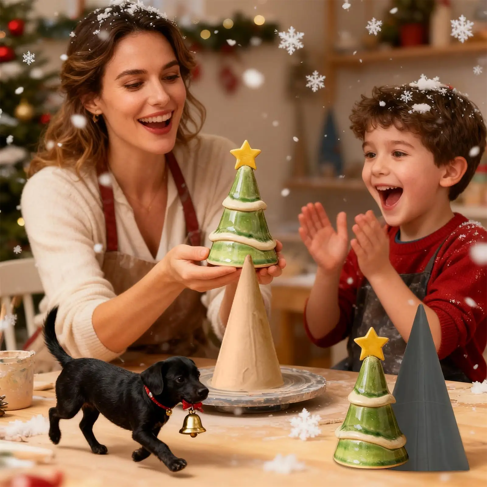 Clay Molds For Pottery Reusable Cone Non-stick Craft Supplies Pottery Molds With Removable Handle For Christmas Tree Gnome Hat