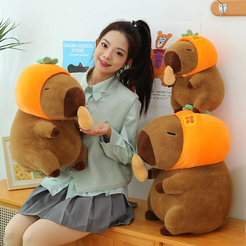 귀여운 카피바라 봉제 인형 귀여운 감 디자인 봉제 인형 어린이 생일 선물 봉제 베개 부드러운 동물 인형 도매