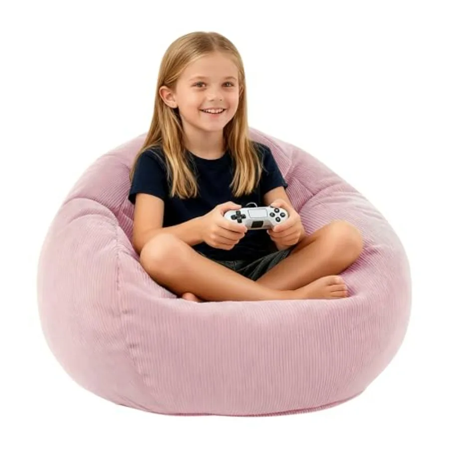 

Round Memory Foam Bean Bag Chair for /Teens with Filling Pink Ideal for Living Room Bedroom College Dorm Reading Chair